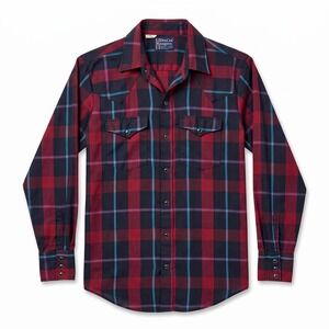 DeeCee Rangers Western Shirt Mens M Red Black Plaid Good Pearl Snap Made in USA